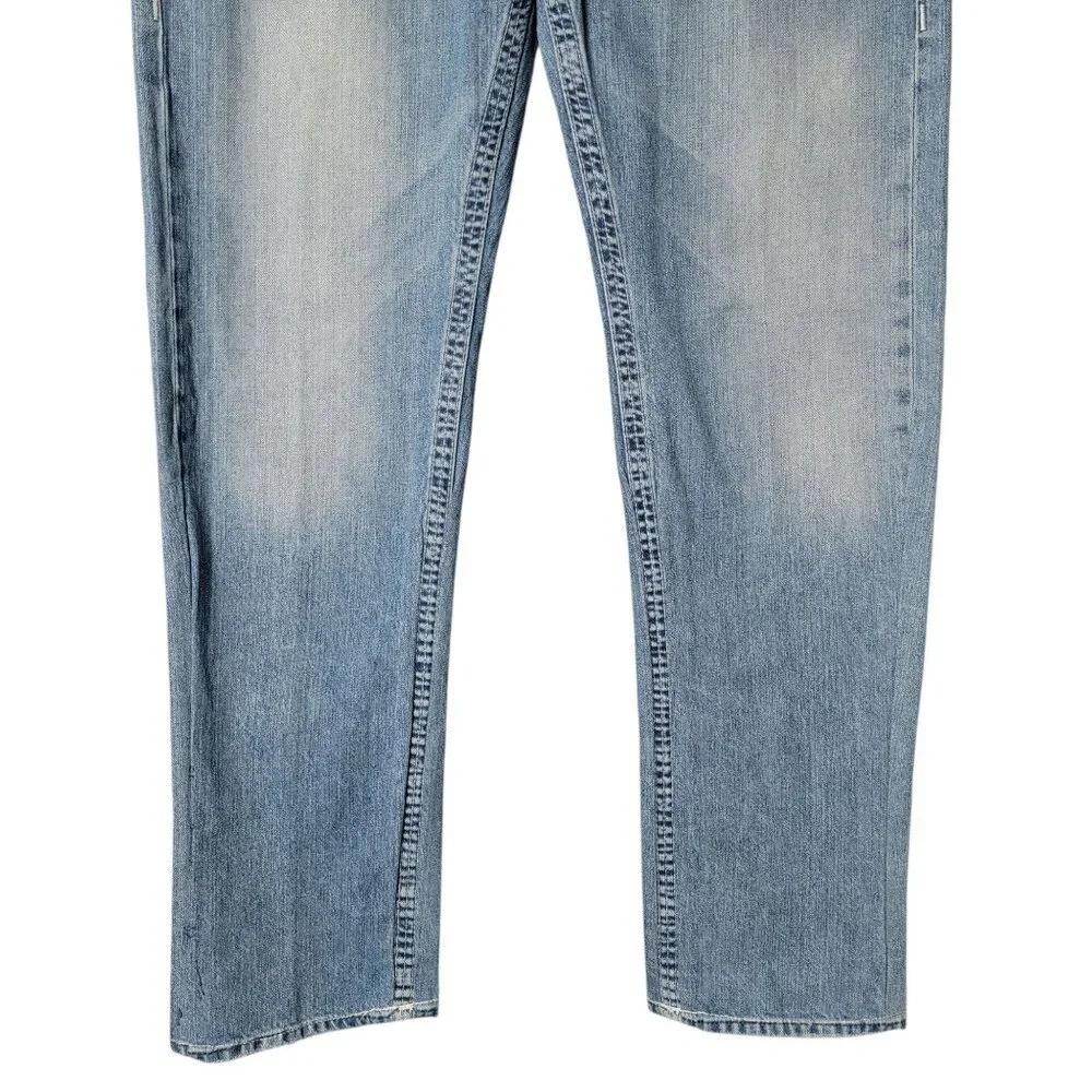 True Religion Mens Y2K Light Wash Boot Cut Flap Pockets Faded Jeans 36 USA
